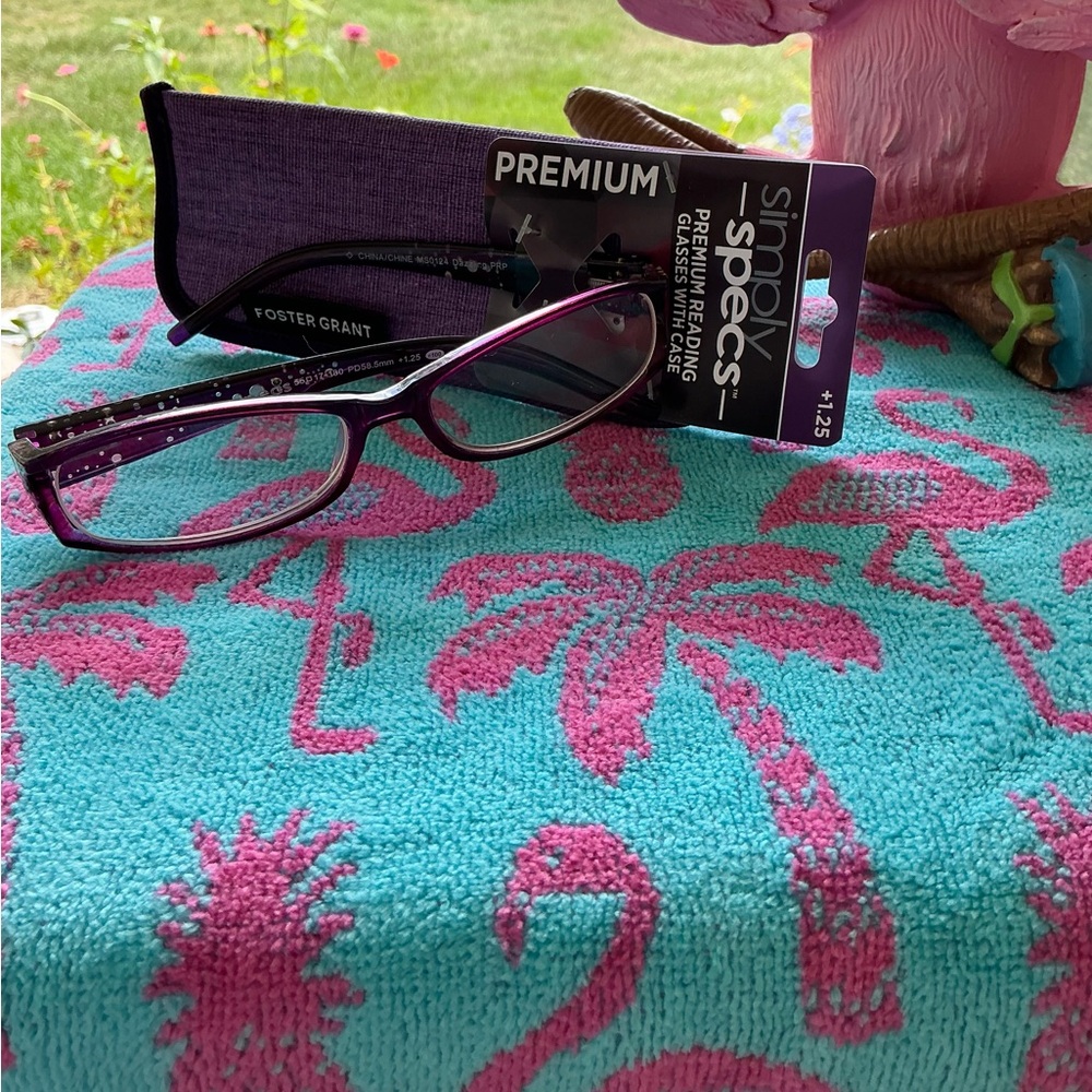 Foster Grant Purple and Black Glasses with Case